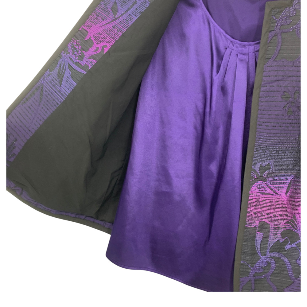 Chico's Sz 3 Purple Ombre Floral Jacket & Matching Sateen Tank 2 Pc Set XL - Picture 3 of 7